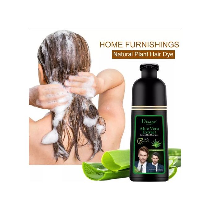 Disaar – Shampooing à l’Aloe Vera pour couvrir les cheveux blancs et colorer en noir naturel – 400 ml