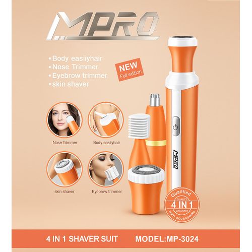 Mpro Épilateur Électrique 4-en-1 Rechargeable – Visage, Corps, Nez, Bikini