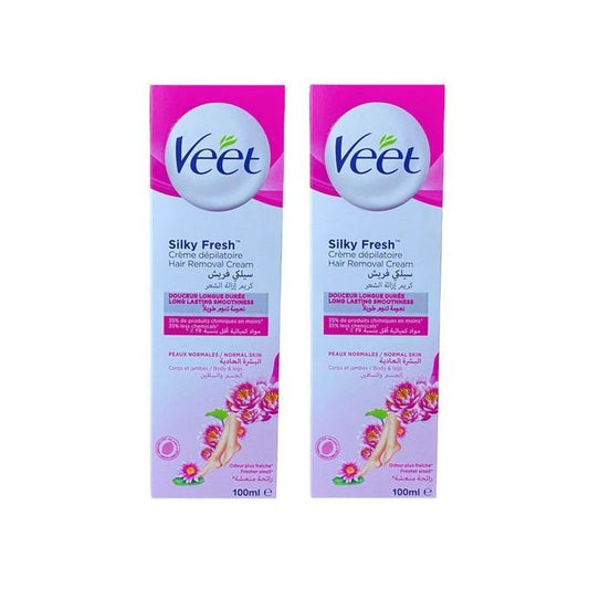 Crème Dépilatoire Veet Silk & Fresh Sensitive – Pack de 2 x 100 ml