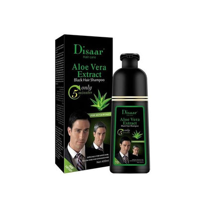 Disaar – Shampooing à l’Aloe Vera pour couvrir les cheveux blancs et colorer en noir naturel – 400 ml