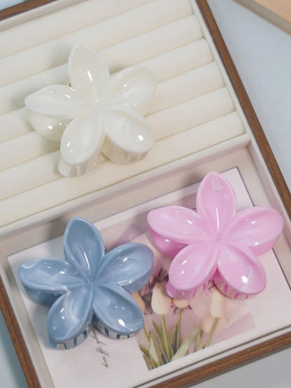 Pinces à Cheveux Fleurs – Lot de 3 – (Rose/Blanc/Bleu)