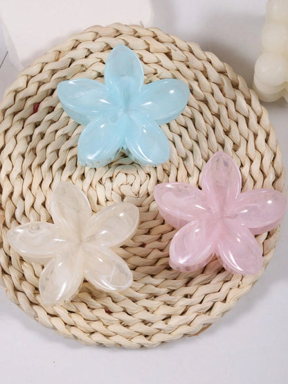 Pinces à Cheveux Fleurs – Lot de 3 – (Rose/Blanc/Bleu)